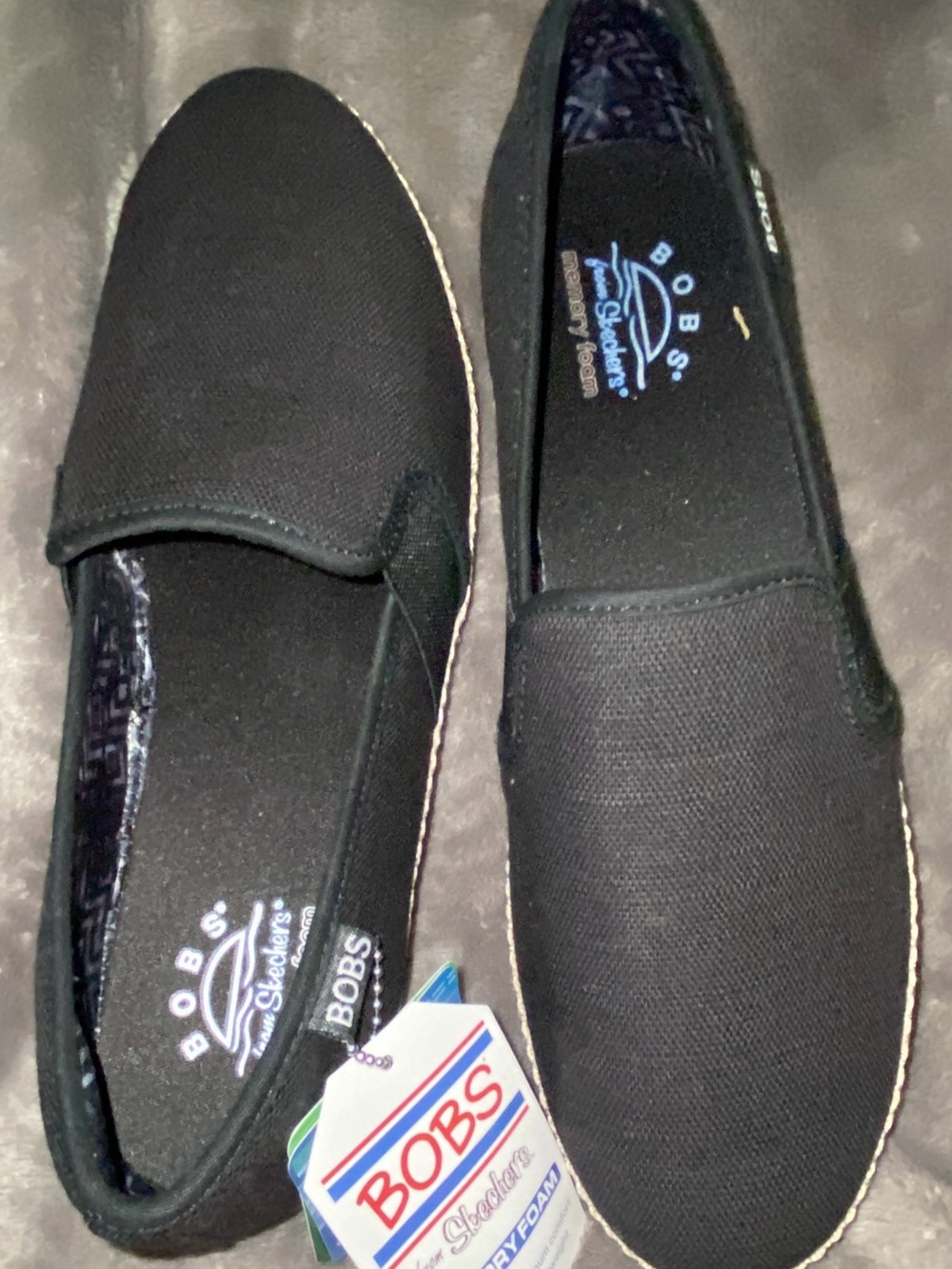 New Skechers BOBS Black Slip-On Canvas Loafers for woman - Picture 2 of 4